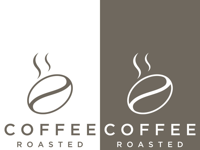 Coffee bean logo design with retro outline.