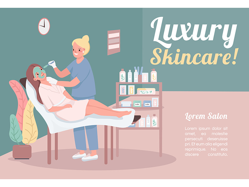 Luxury skincare banner flat vector template