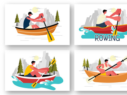 9 Rowing Sport Illustration