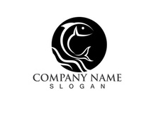 Fish jump logo animal vector