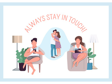 Always stay in touch poster flat vector template preview picture