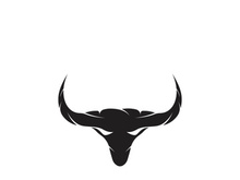 Retro vintage bull head horns logo.