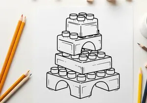 White lego blocks stacked castle vector illustration