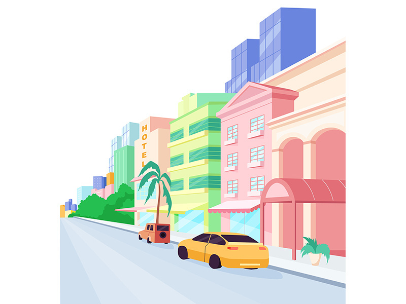 Miami streets flat color vector object