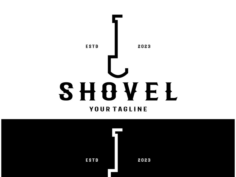 Shovel logo for agriculture, excavation,building, mining foundation. gardening vector set design with leaves