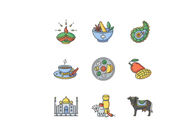 Indian traditions RGB color icons set preview picture