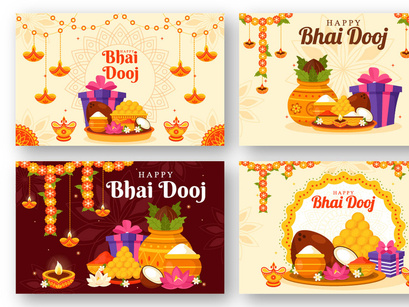 12 Bhai Dooj Indian Festival Illustration