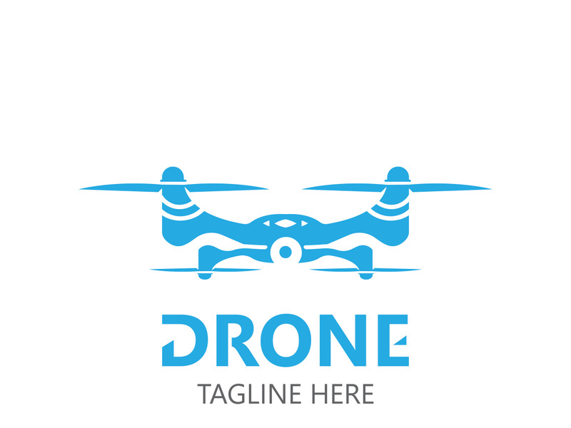 Drone aerial with camera vector template icon. logo photography drone vector. quadcopter flat style illustration