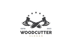 Ax Logo, Wood Cutting Tool Black Silhouette, Lumberjack Vector