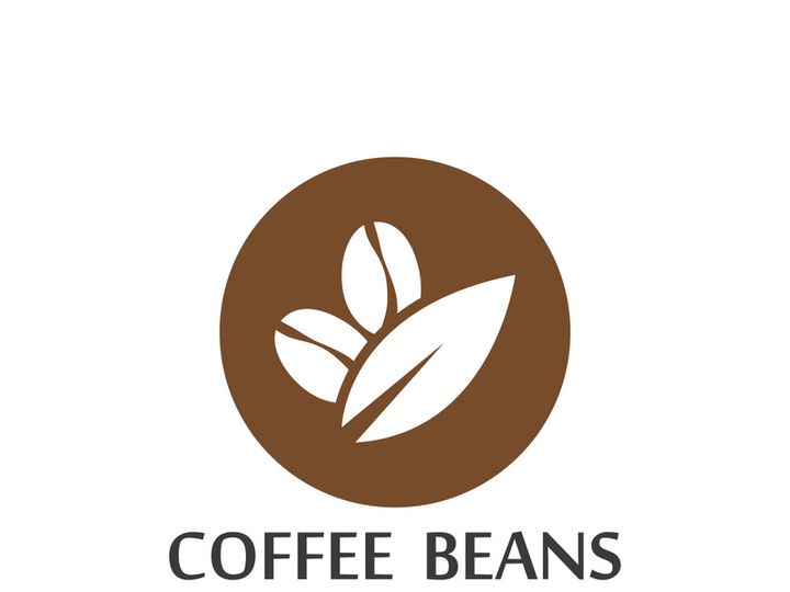 Coffee bean logo for cafe, business, label.