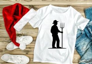 Traditional Farmer with Pitchfork Agriculture Silhouette