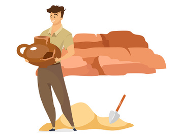 Male archeologist flat color vector illustration preview picture