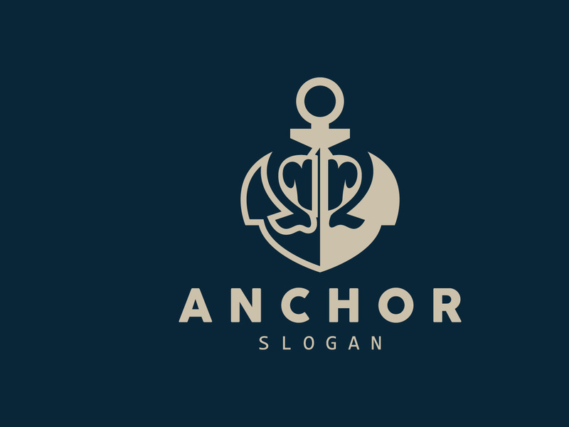 Anchor Logo, Ocean Ship Vector, Simple Minimalist Design