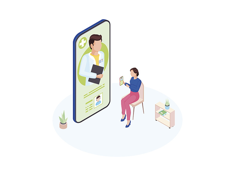 Doctor on call service isometric illustration
