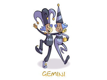 Gemini zodiac sign people flat cartoon vector illustration preview picture