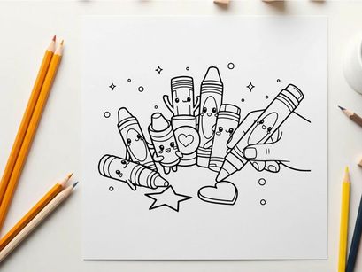 cute school supplies set happy stationery flat design vector illustration