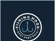 fishing hook logo design, fishing bait, fishing shop, tournament, angler, fishing community
