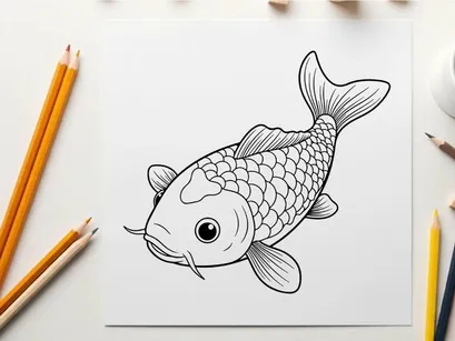 Cute koi fish swimming vector illustration flat design