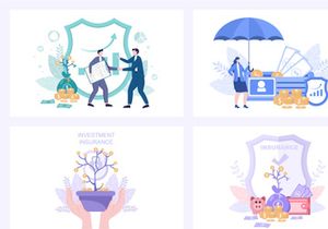 15 Business and Investment Insurance Flat Design Illustration