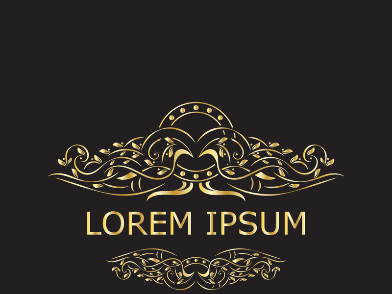 Gold luxury floral vintage monogram decorative logo template