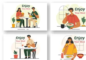 9 Enjoy Your Meal Vector Illustration