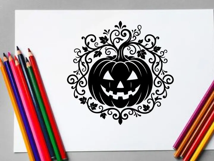 Halloween Pumpkin Jack-o'-Lantern with Spooky Face for Fall Decor