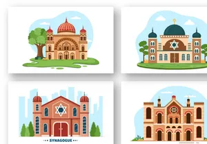 8 Synagogue Building or Jewish Temple Illustration