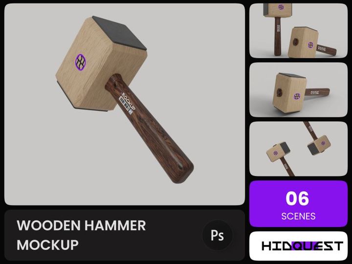 Wooden Hammer Mockup