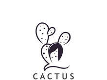 Vintage Cactus tree plant Logo nature design, desert plant vector illustration