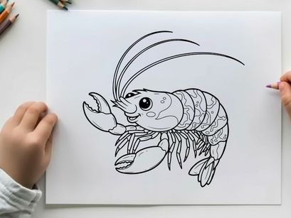 Cute cartoon shrimp swimming vector illustration flat design