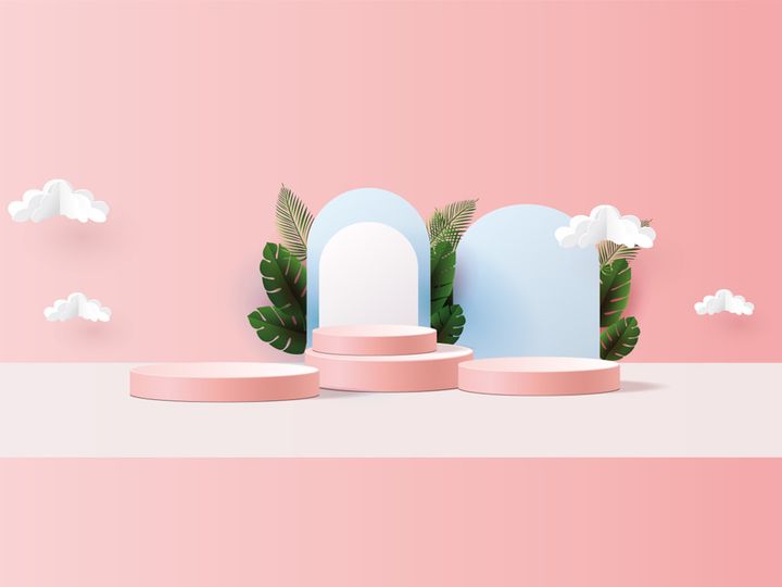 mockup render show, stand 3d minimal podium, geometric platform product display stage.