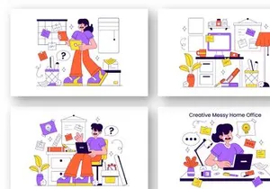 10 Creative Messy Home Office Illustration