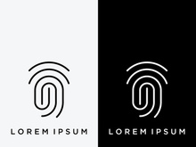 Modern human fingerprint logotype. Fingerprint for identity, business card, technology, digital.