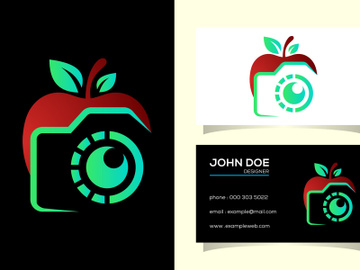 Apple and camera logo sign symbol. Photography logo concept preview picture