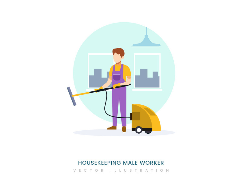 Housekeepng male worker vector illustration