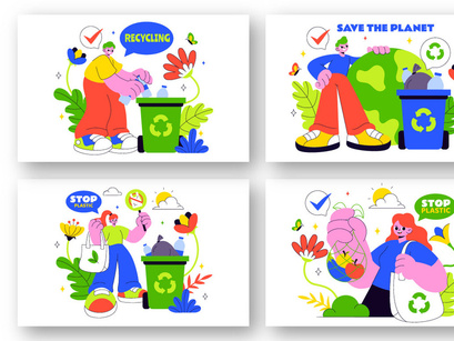 10 Plastic Waste Reduction Illustration
