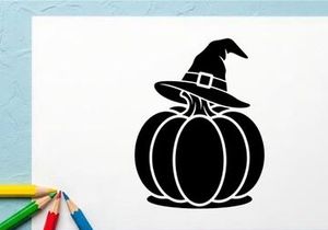 Halloween Pumpkin with Witch Hat for Fall Decor and Holiday Celebrations