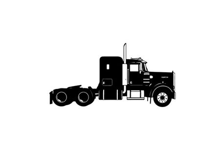 Silhouette of a semi truck tractor unit with sleeper cabin