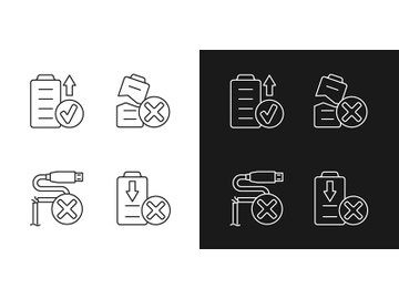 Drone performance linear manual label icons set for dark and light mode preview picture
