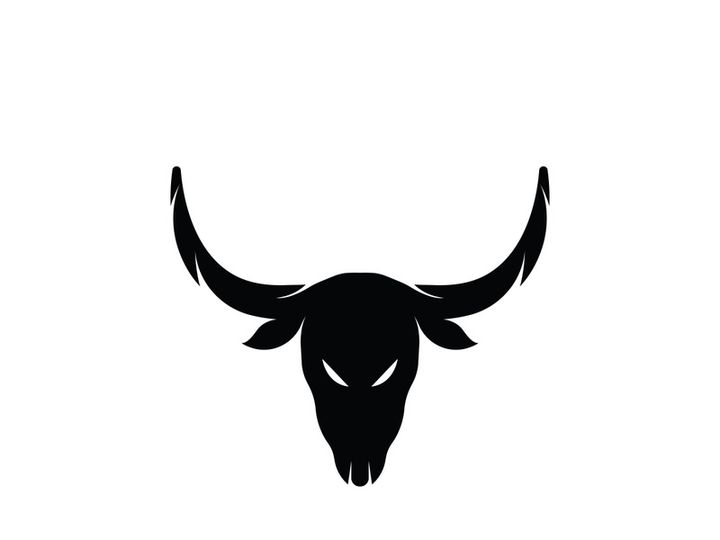 Retro vintage bull head horns logo.