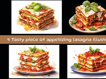Tasty piece of appetizing lasagna illustration preview picture