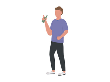 Adult man drinking alcoholic beverage semi flat color vector character preview picture