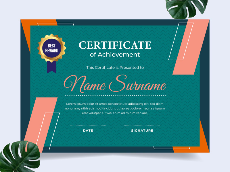 Modern certificate design template