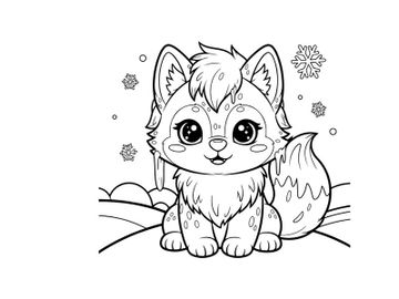 Cute white kitten with flowers vector illustration preview picture