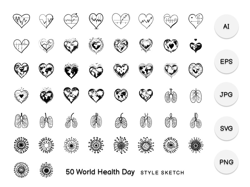 World Health Day Element Draw Black