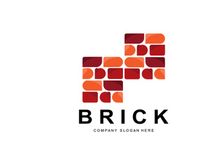 Bricks Logo Design, Material Stone Illustration Vector, Building Construction Icon