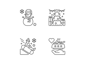 Christmas time entertainment linear icons set preview picture