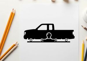 Silhouette of a pickup truck with a trailer