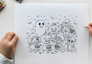 Halloween kids trick or treat group vector illustration flat design