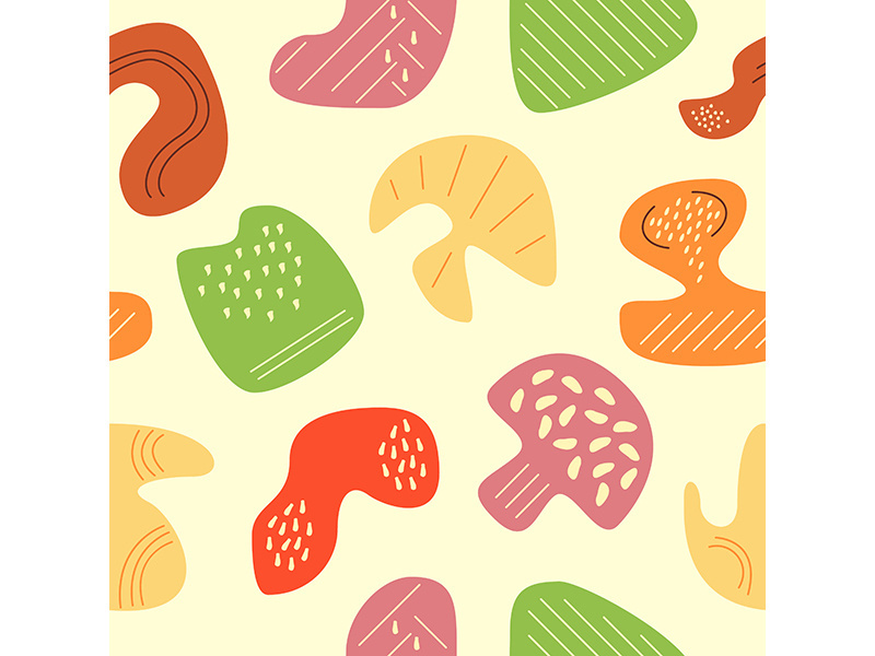 Dried colorful mushrooms abstract seamless pattern